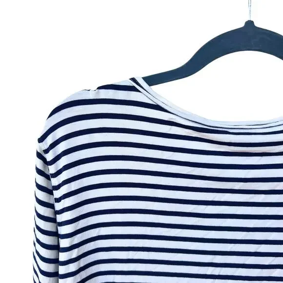 Cabi Striped Long Sleeve Top Sharkbite Hem Coastal French Style Nautical M - Picture 3 of 8